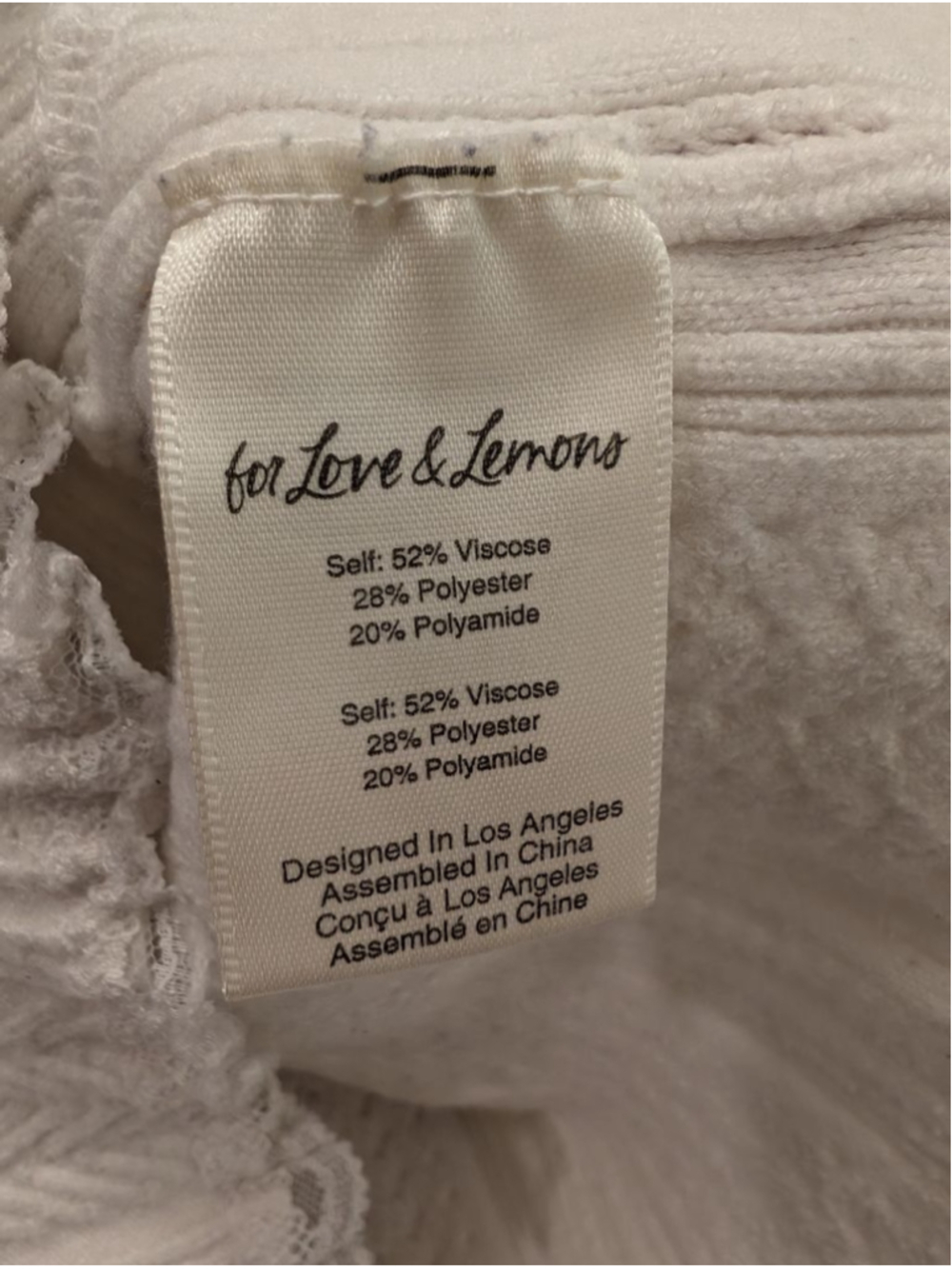 Women's For Love & Lemons White Lace Trim Knit Tank Top L Dainty Romantic - Picture 6 of 8